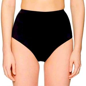 Laundry Shelli Segal High Waist Swim Bottom Black Large Retro Summer Vacation